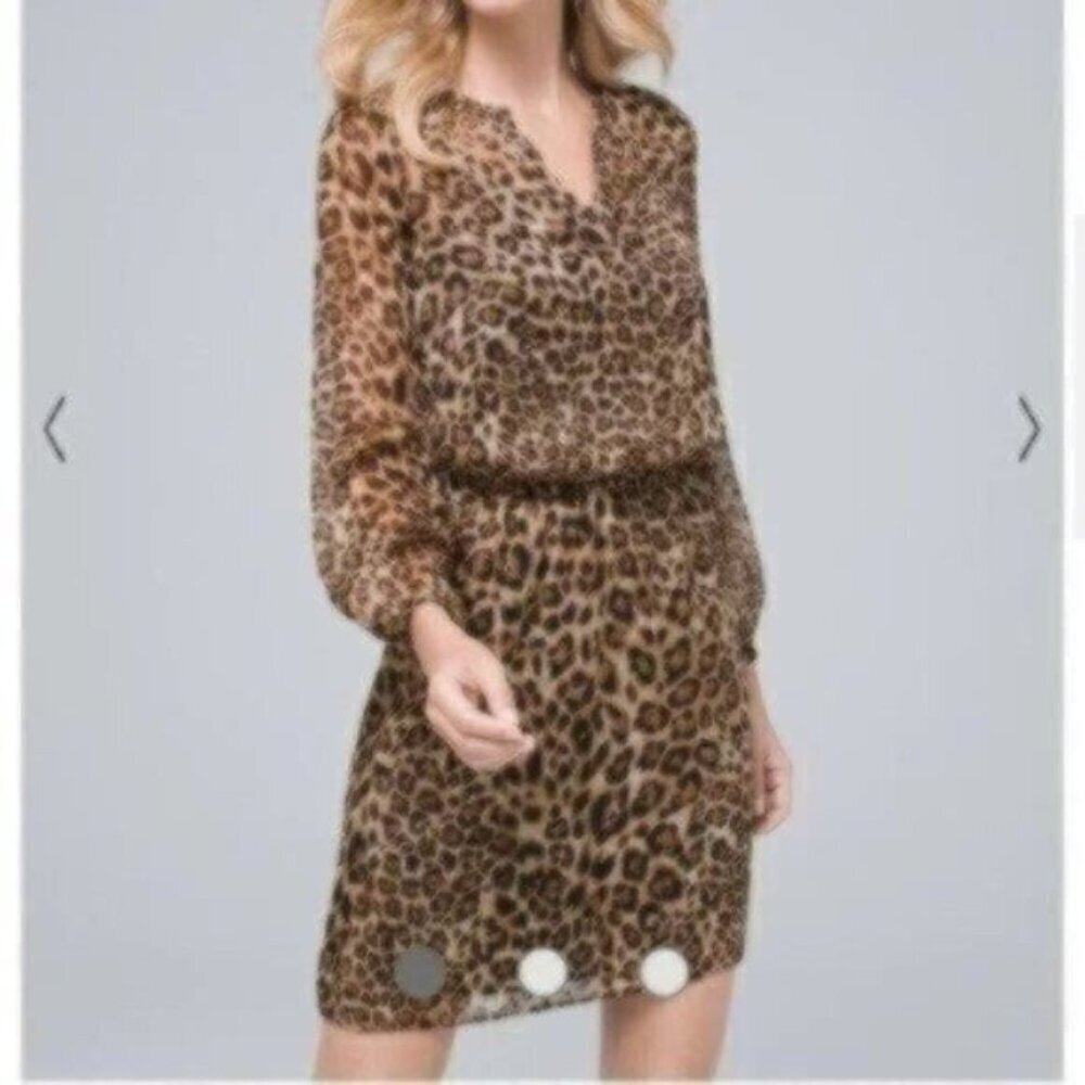 NWOT White House Black Market Leopard Soft Blouson Dress